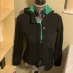 Anthropologie Black and Green Puffer Jacket